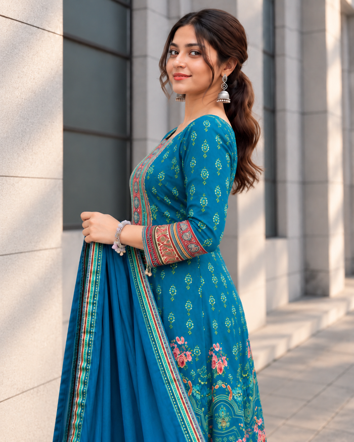 Rajasthani Chinon Anarkali Kurta Set for Women