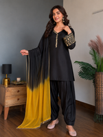 Black Embroidered Kurta Pant Set