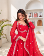 Neha Elegant Red Festival Anarkali Suit Set