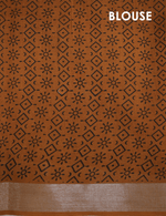 Captivating Brown Colored Cotton Linen Designer Printed Saree - Ibis Fab