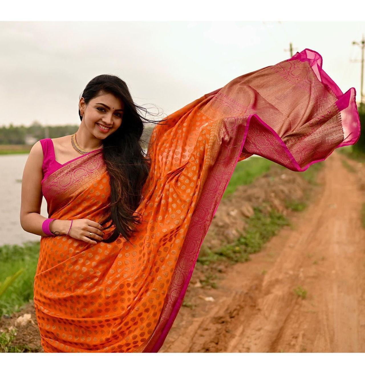 Contrast Border Banarasi Pure Silk Saree - Ibis Fab