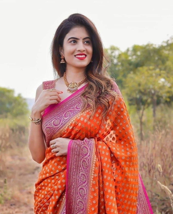 Contrast Border Banarasi Pure Silk Saree