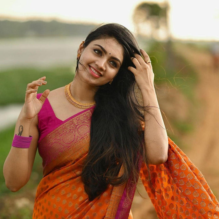 Contrast Border Banarasi Pure Silk Saree
