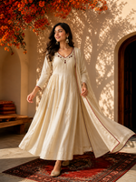 Ivory Embroidered Anarkali Suit Set