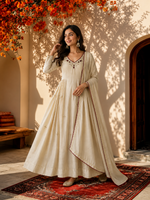 Ivory Embroidered Anarkali Suit Set