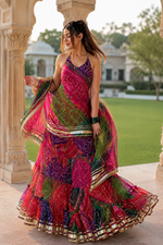 Multicolor Georgette Ruffle Sharara Set