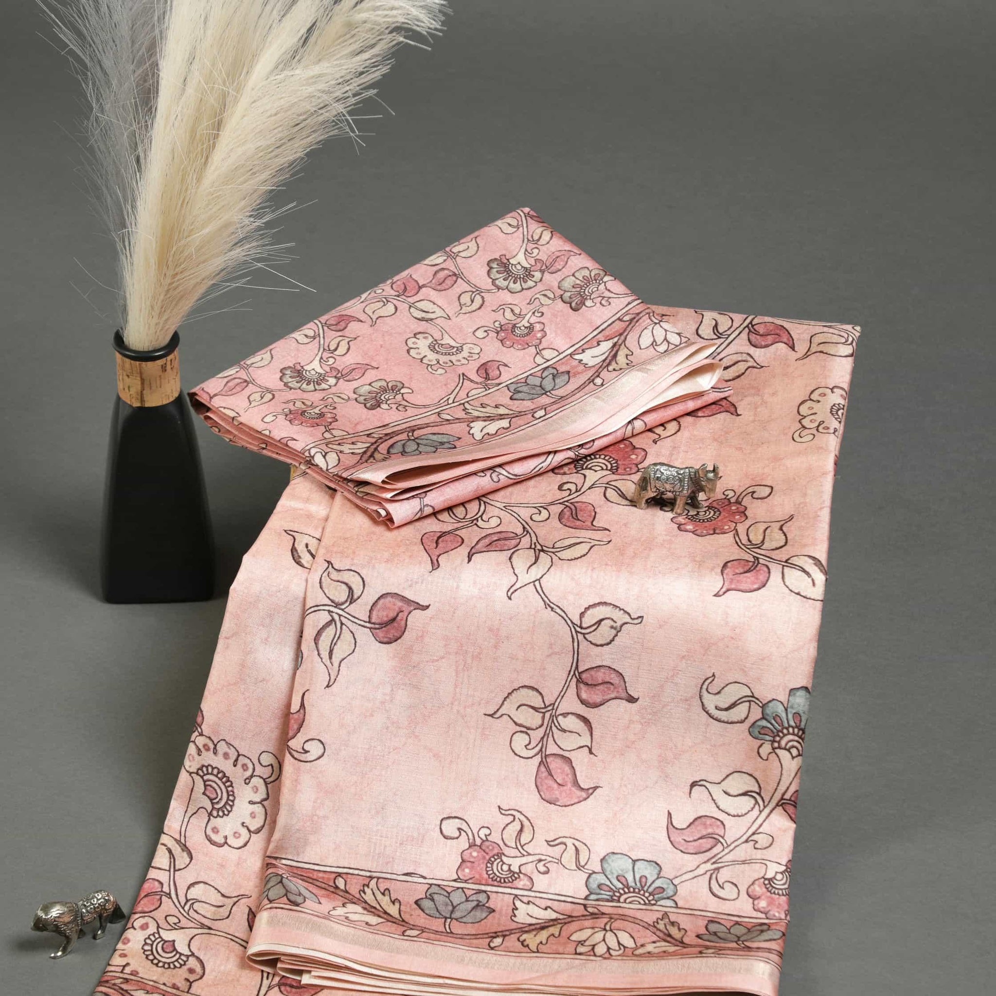 Delightful Peach Colored Cotton Linen Designer Printed Saree - Ibis Fab
