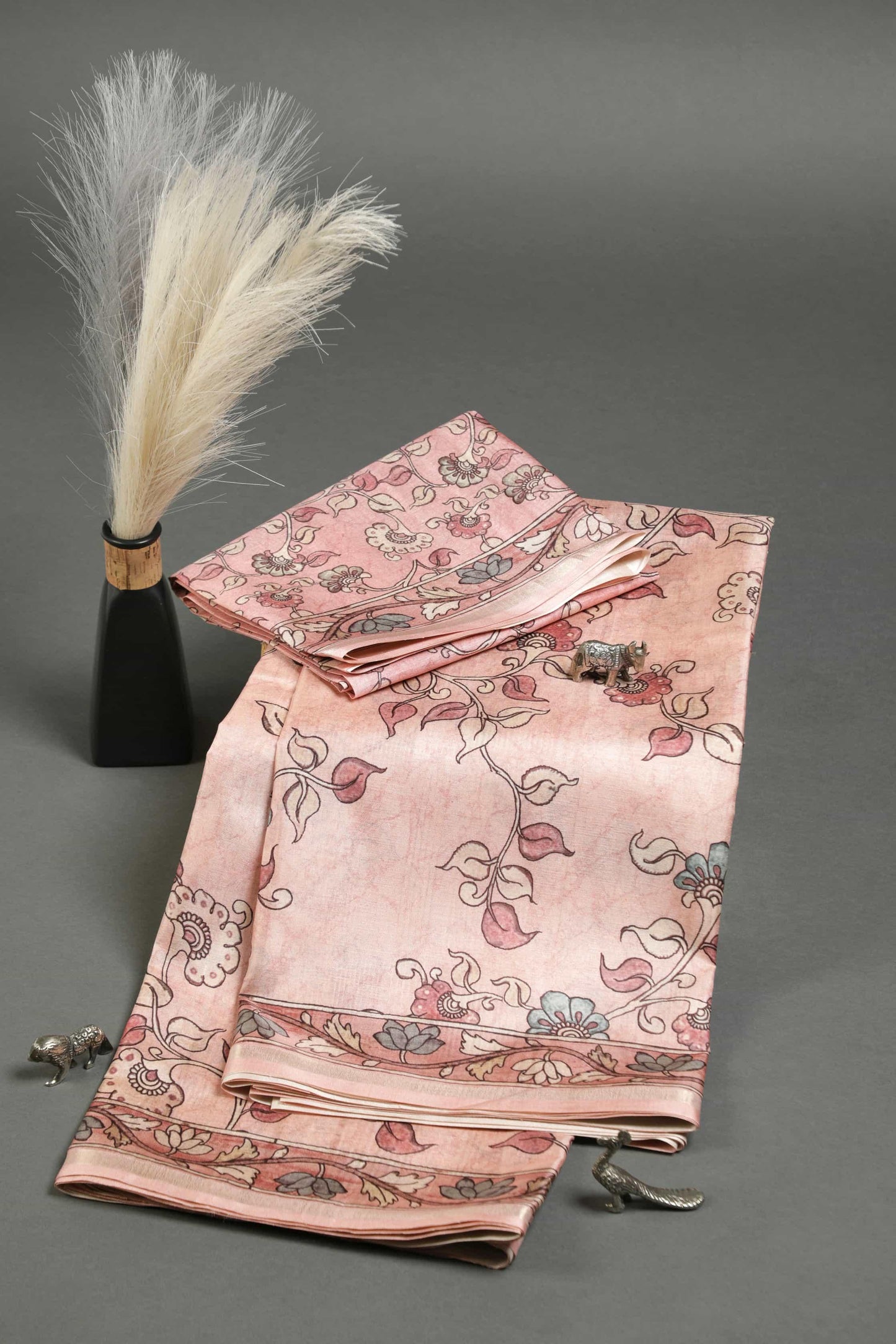 Delightful Peach Colored Cotton Linen Designer Printed Saree - Ibis Fab