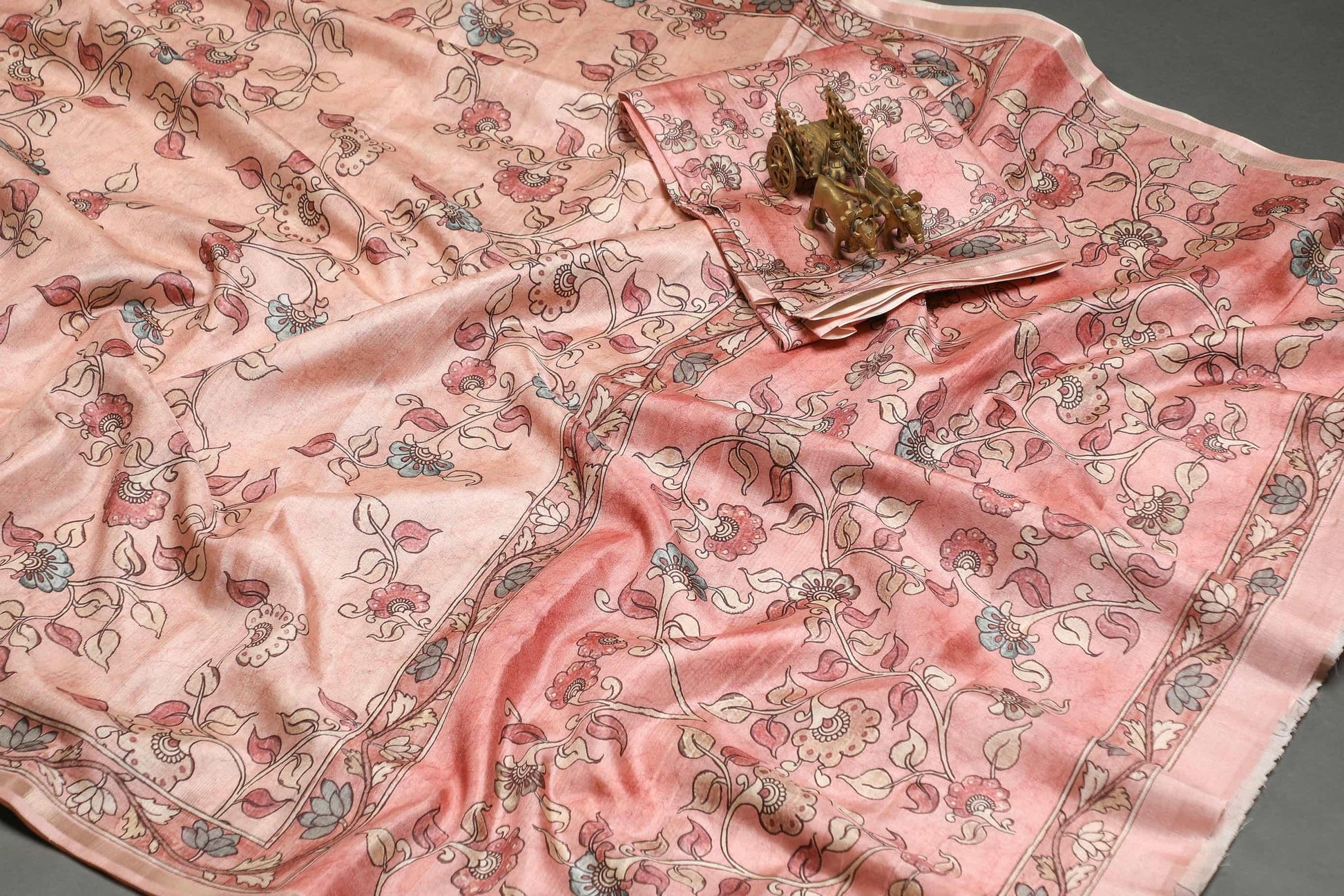 Delightful Peach Colored Cotton Linen Designer Printed Saree - Ibis Fab