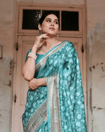 Delightful Rama Colored Jacquard Silk Saree - Ibis Fab