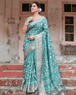 Delightful Rama Colored Jacquard Silk Saree - Ibis Fab
