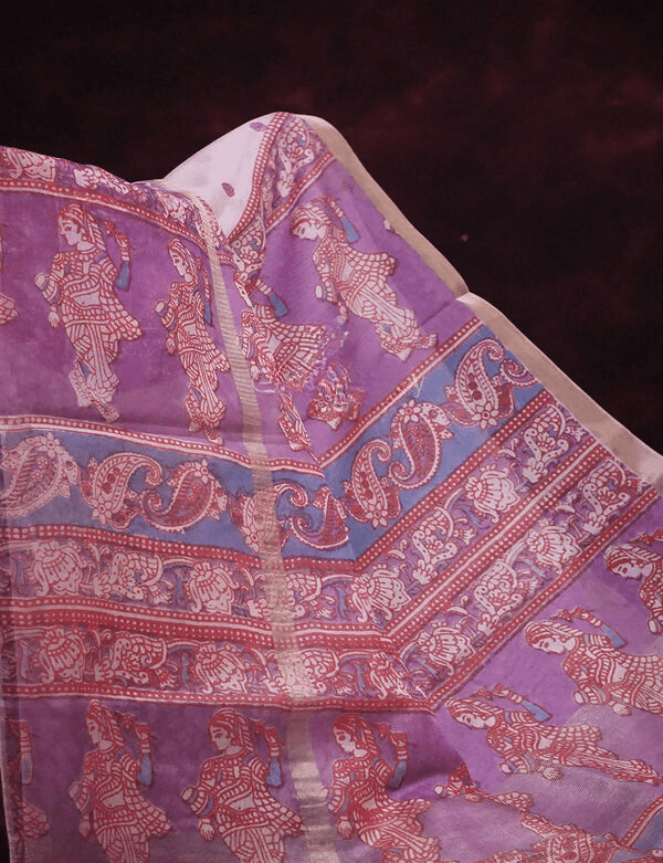 Demanding Baby Pink Colored Cotton Linen Designer Printed Saree - Ibis Fab
