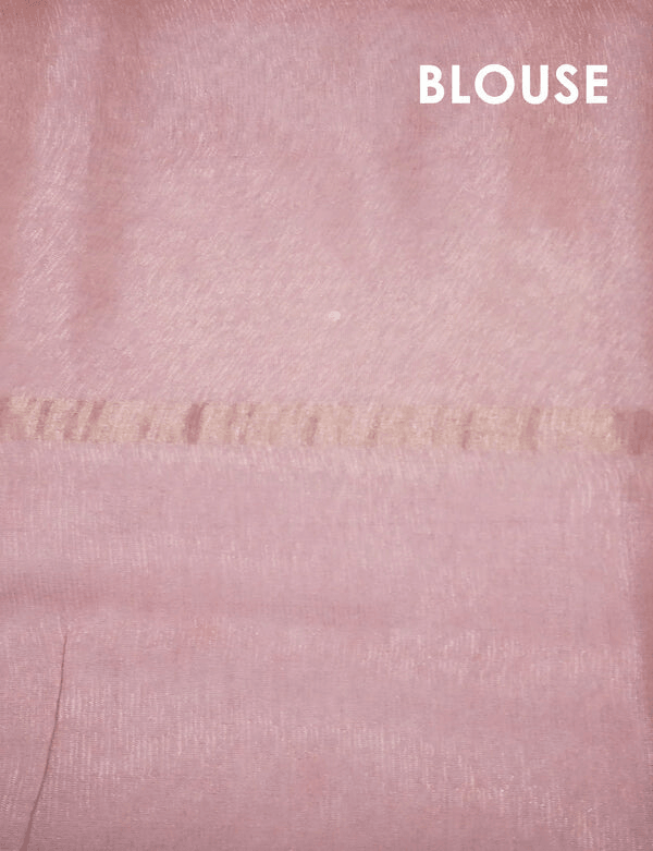 Demanding Baby Pink Colored Cotton Linen Designer Printed Saree - Ibis Fab