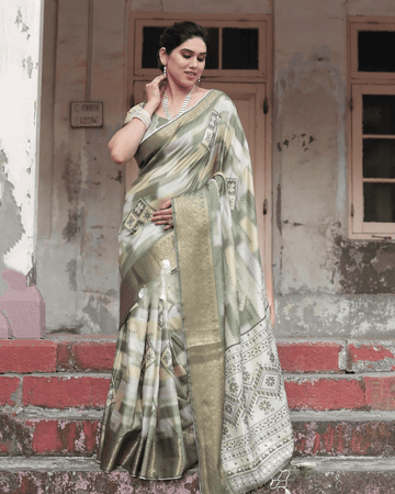 Demanding Light Green Colored Jacquard Silk Saree