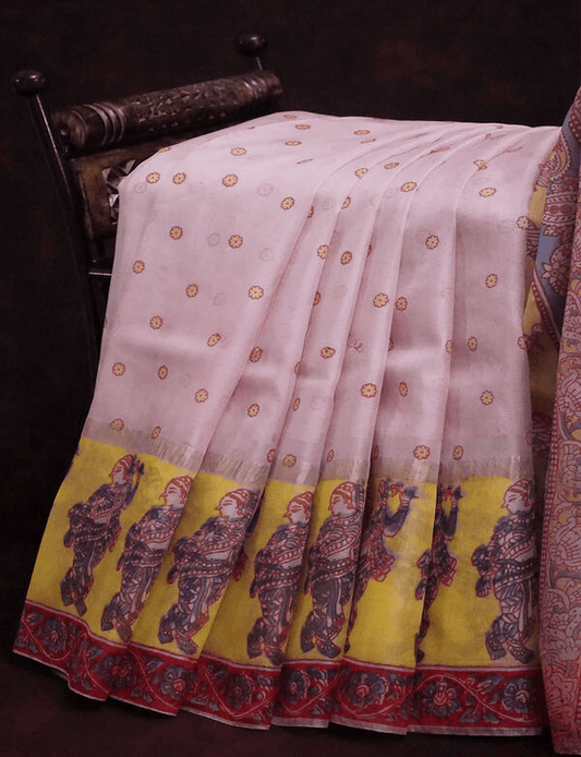 Desirable Baby Pink Colored Cotton Linen Designer Printed Saree - Ibis Fab