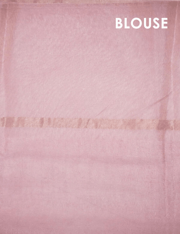 Desirable Baby Pink Colored Cotton Linen Designer Printed Saree - Ibis Fab