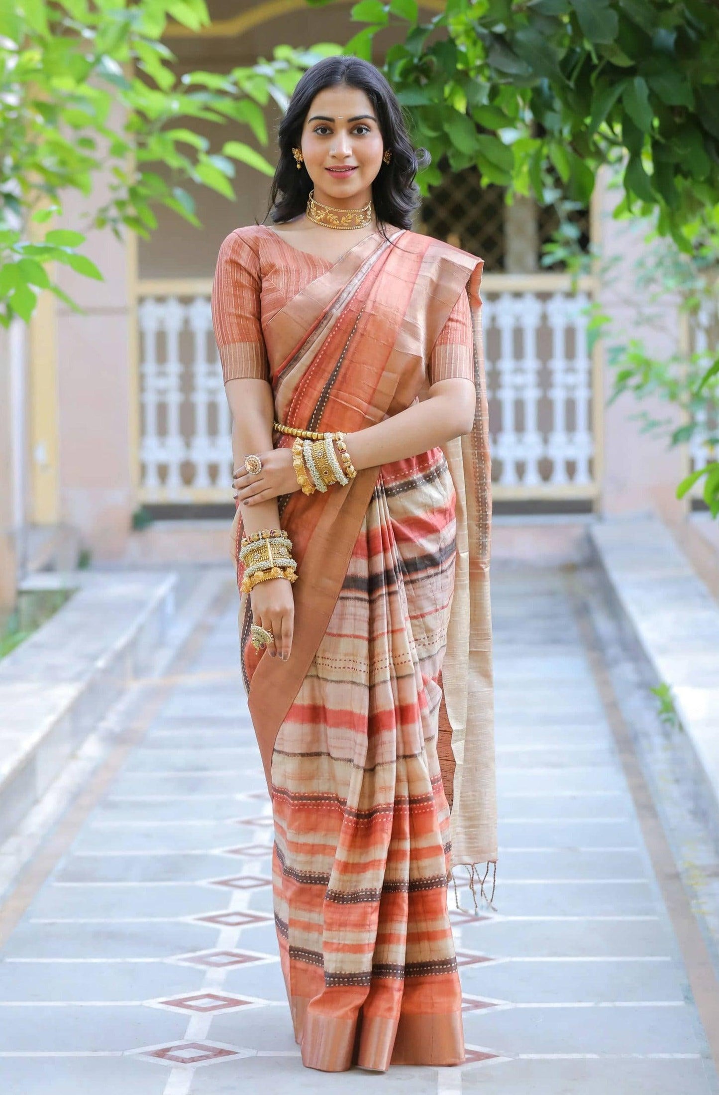 Desiring Orange Colored Cotton Linen Designer Printed Saree - Ibis Fab