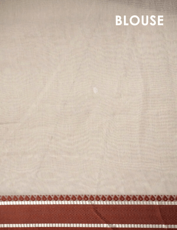 Desiring White Colored Cotton Linen Designer Printed Saree
