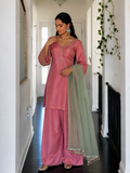 Pink Embroidered Kurta Pant Set
