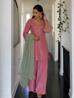 Pink Embroidered Kurta Pant Set