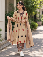 Pure Cotton Kalamkari A-Line Suit with Dupatta