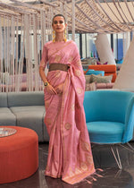 Elegant Baby Pink Colored Printed Pure Soft Silk Saree - Ibis Fab