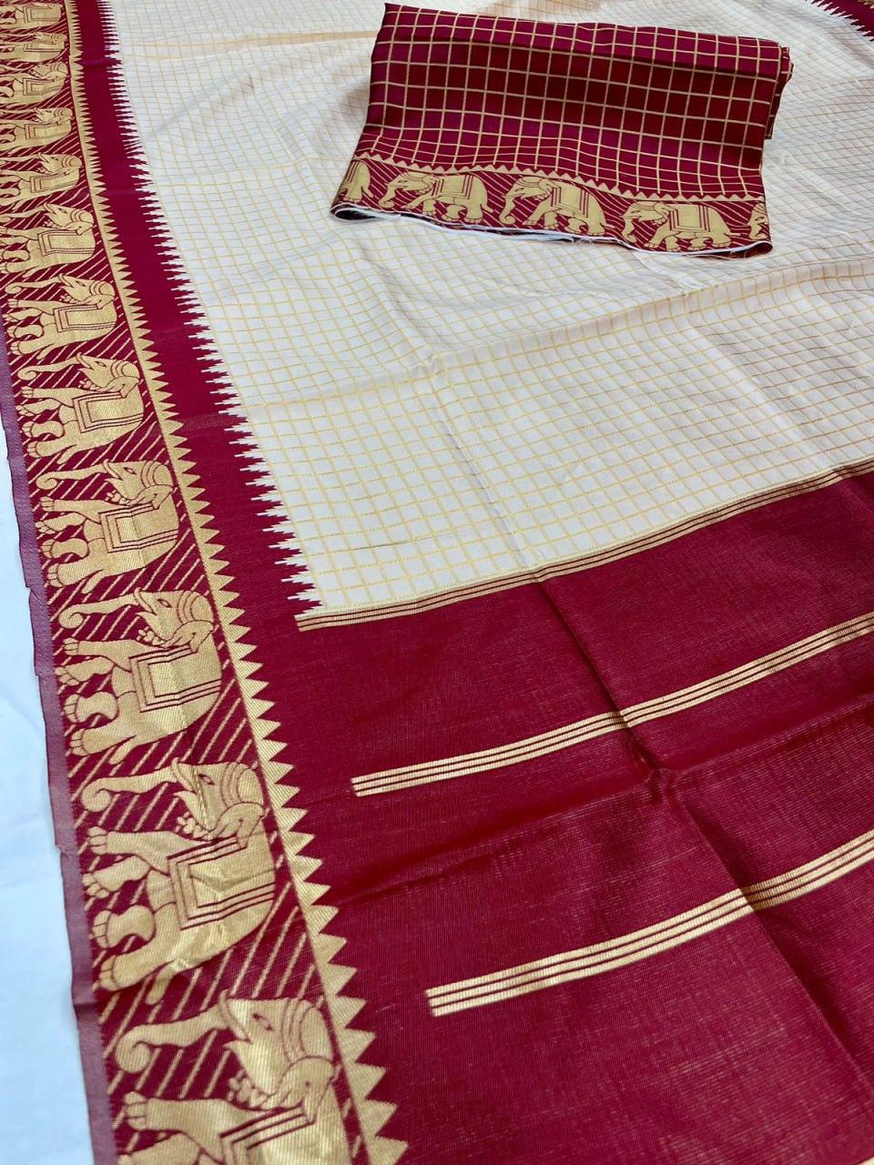 elephant border design soft silk saree - Ibis Fab