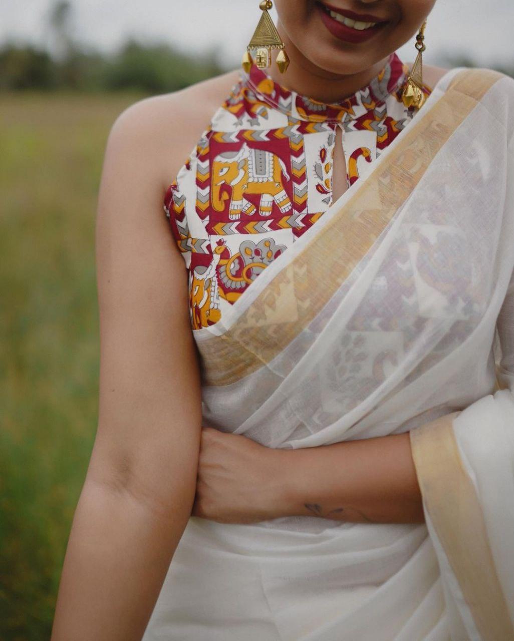 estival Saree in White Soft Linen Silk With Wooven Pallu and Blouse - Ibis Fab
