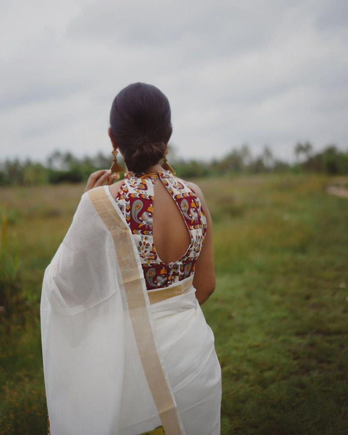 estival Saree in White Soft Linen Silk With Wooven Pallu and Blouse