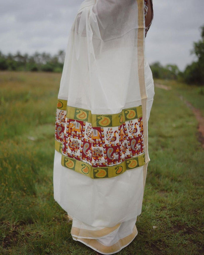 estival Saree in White Soft Linen Silk With Wooven Pallu and Blouse