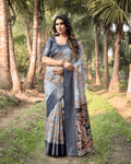 Exceptional Sky Blue Colored Jacquard Silk Saree With Zari Border Blouse