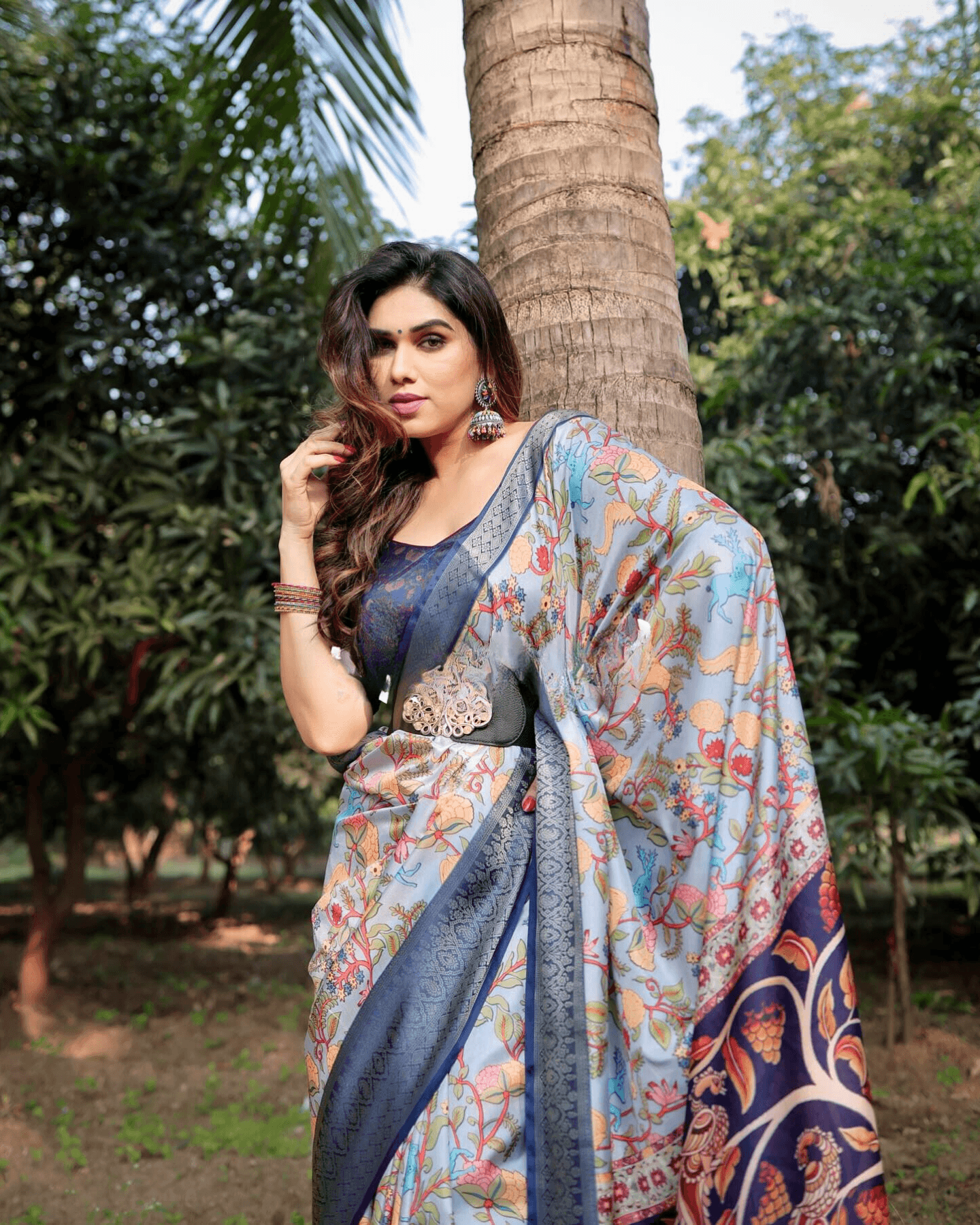 Exceptional Sky Blue Colored Jacquard Silk Saree With Zari Border Blouse - Ibis Fab