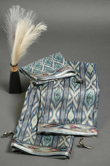 Extremely Multi Colored Cotton Linen Designer Printed Saree