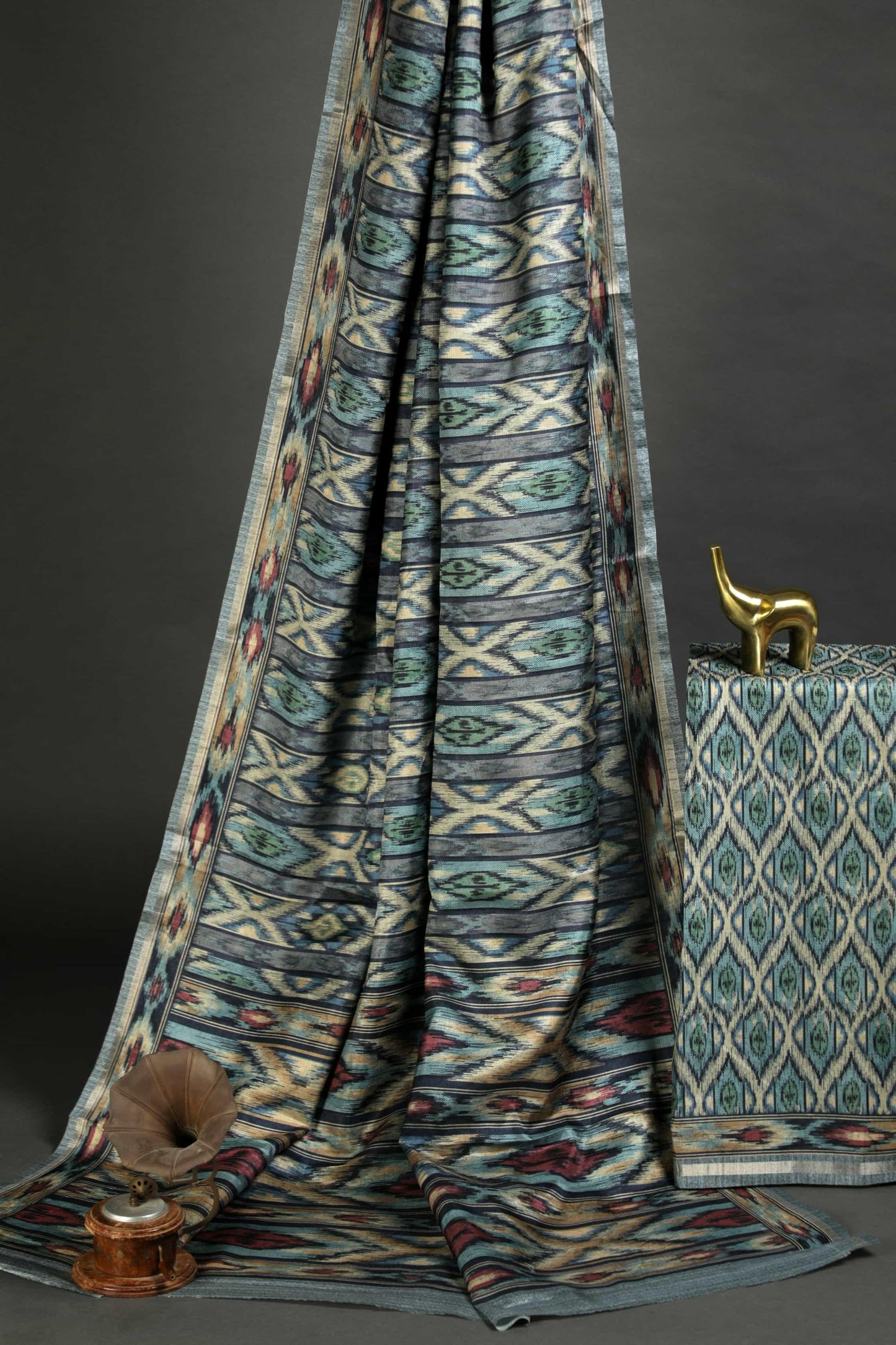 Extremely Multi Colored Cotton Linen Designer Printed Saree - Ibis Fab