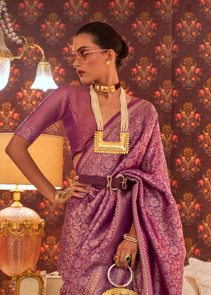 Extremely Rani Pink Colored Printed Pure Soft Silk Saree