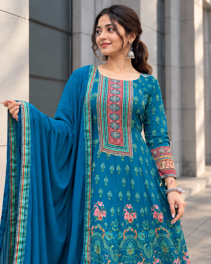 Rajasthani Chinon Anarkali Kurta Set for Women
