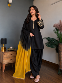 Black Embroidered Kurta Pant Set