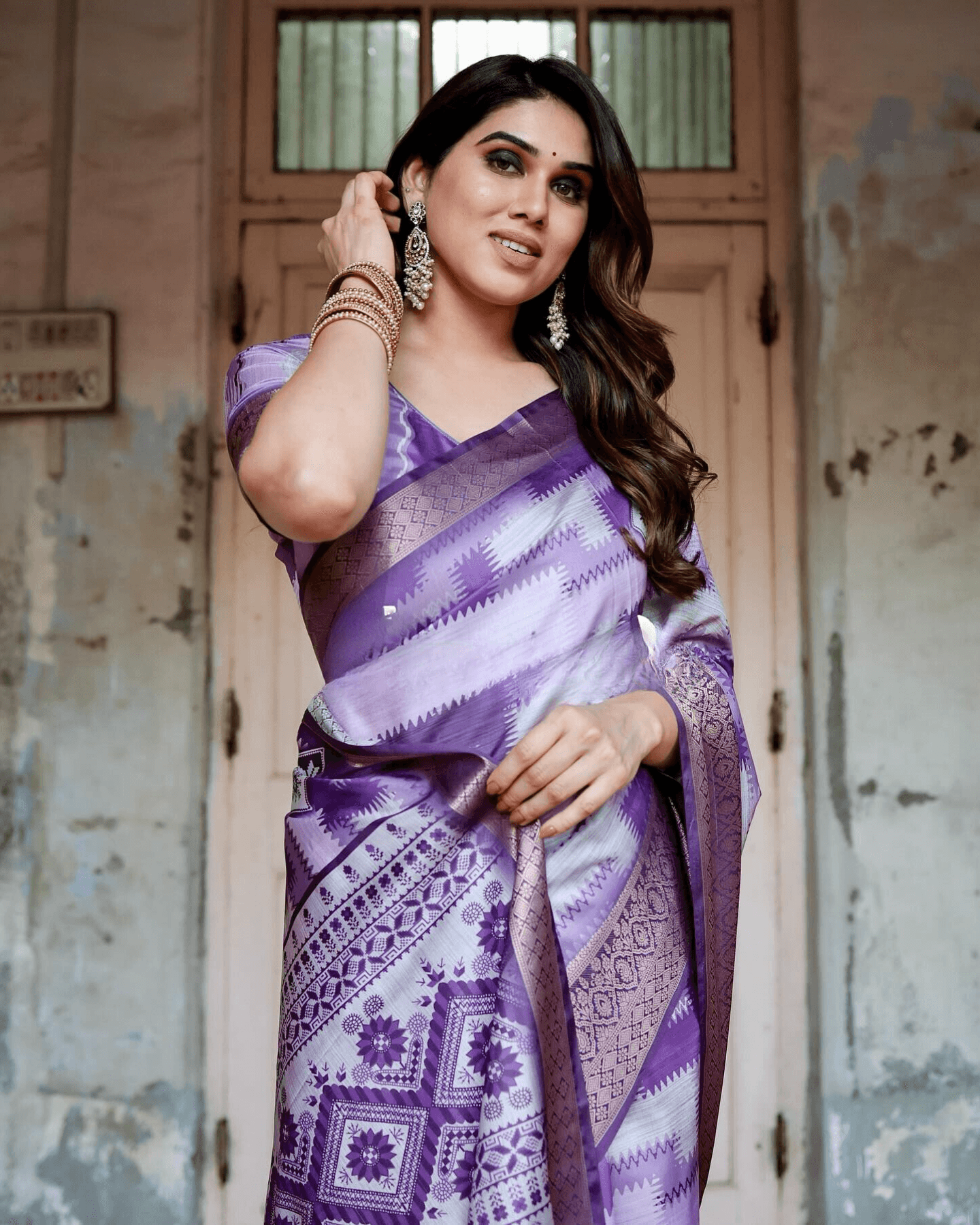 Fantastic Light Purple Colored Jacquard Silk Saree - Ibis Fab