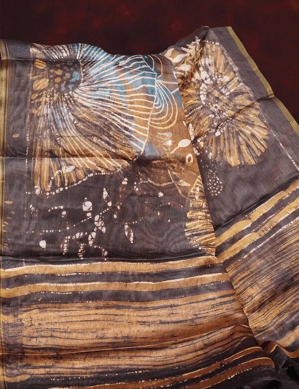 Fantastic Multi Colored Cotton Linen Designer Printed Saree - Ibis Fab