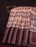 Fantastic Peach Colored Cotton Linen Designer Printed Saree