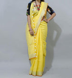 Fenugreek Yellow Colour Women's Plain Linen Saree With Casual wear - Ibis Fab