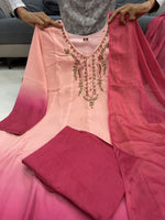 Pink & Magenta Embroidered Anarkali Suit Set