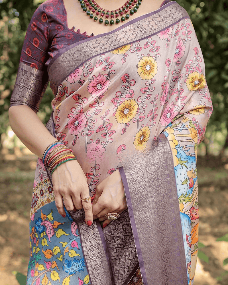 Festive Wear Jacquard Silk Saree With Zari Border Blouse - Ibis Fab