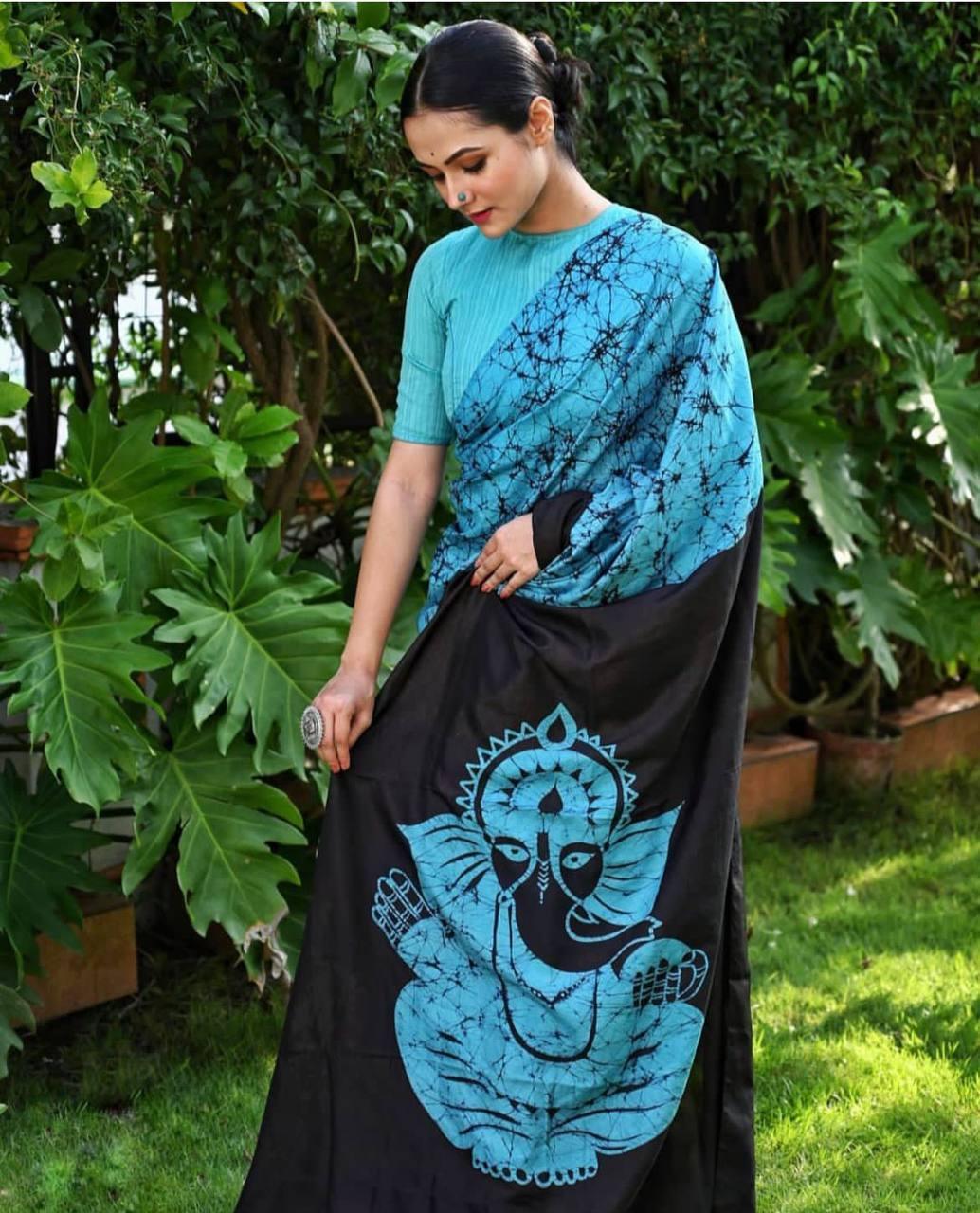 Ganesh Chaturthi Girl & Woman Theme, Beautiful Saree - Ibis Fab