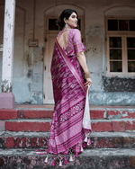 Glossy Dark Pink Colored Jacquard Silk Saree - Ibis Fab