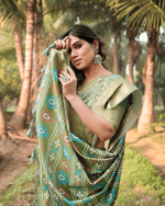 Gorgeous Pista Green Colored Jacquard Silk Saree With Zari Border Blouse Piece - Ibis Fab