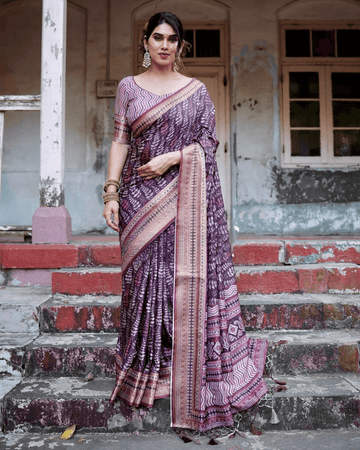 Graceful Purple Colored Jacquard Silk Saree