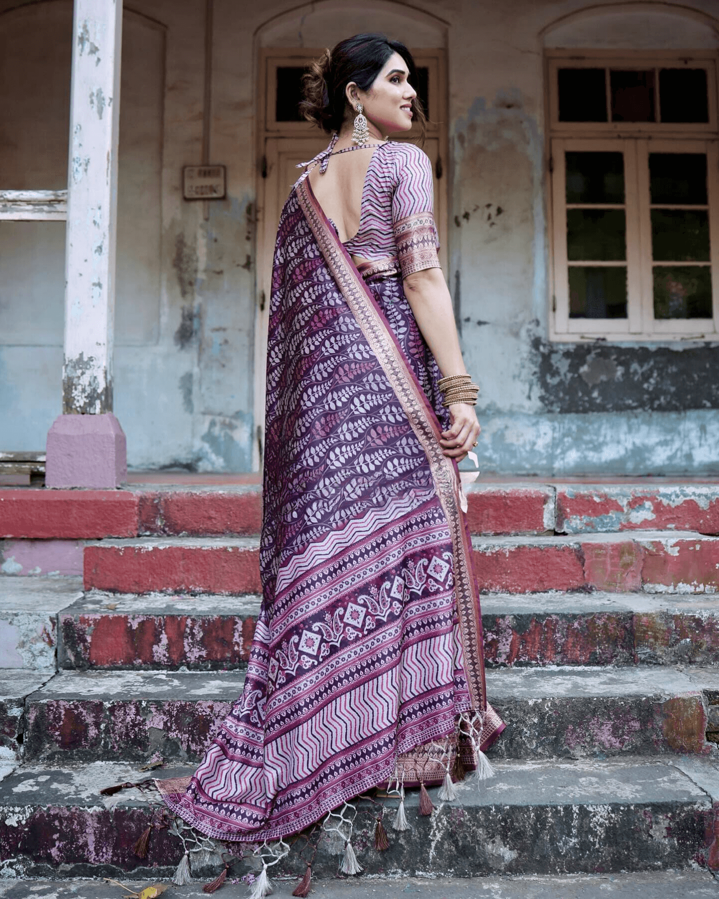 Graceful Purple Colored Jacquard Silk Saree - Ibis Fab