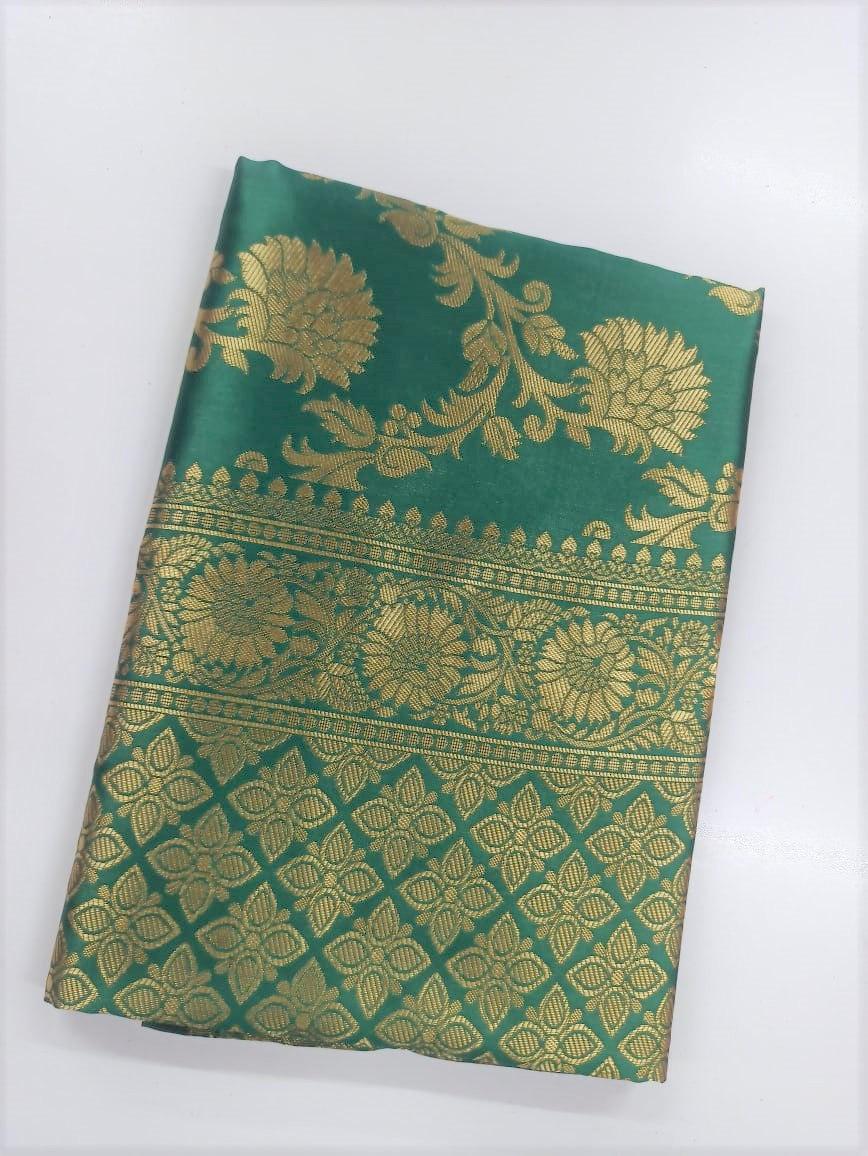 Green Banarasi Silk Saree - Ibis Fab