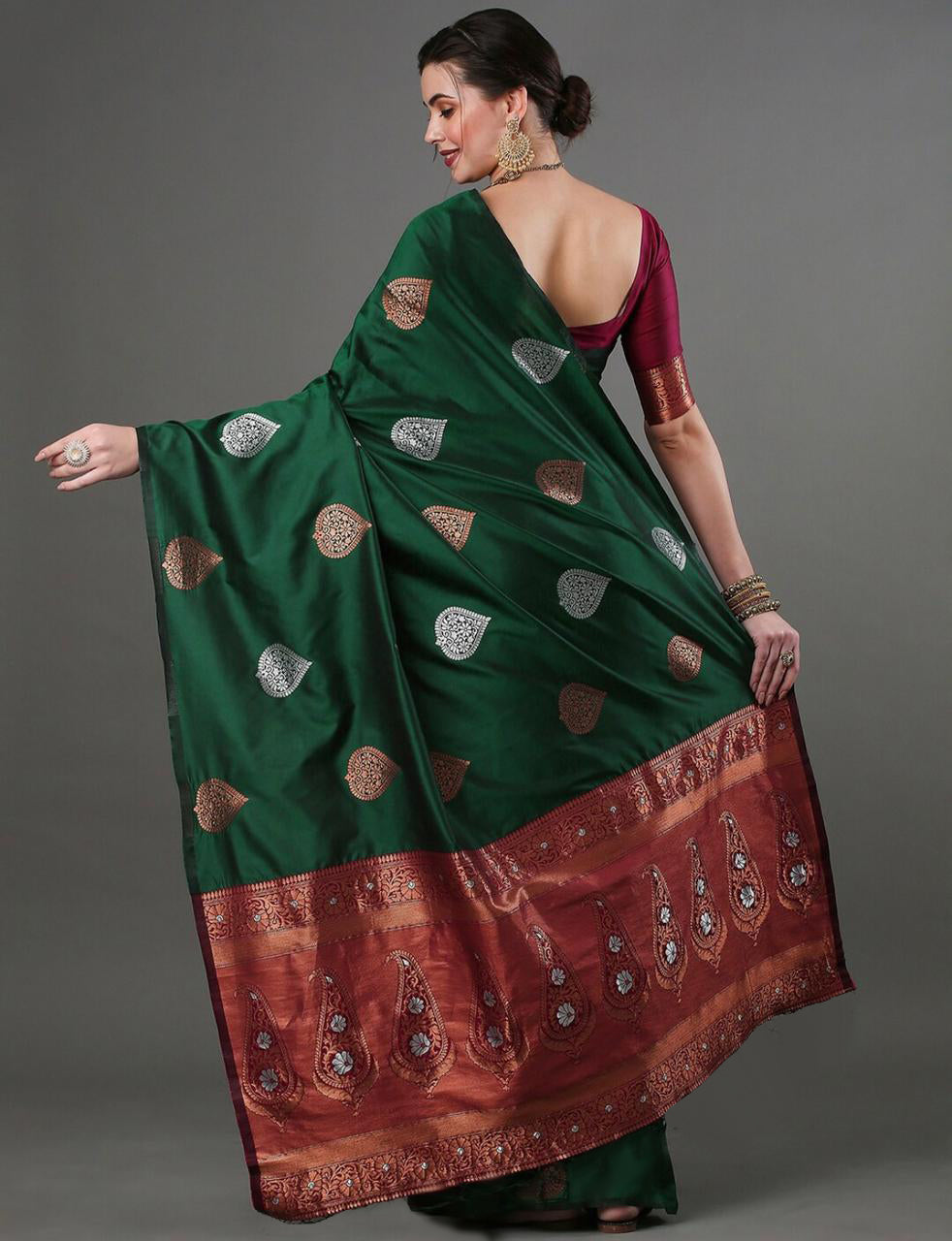 Luxurious Green Jacquard Saree